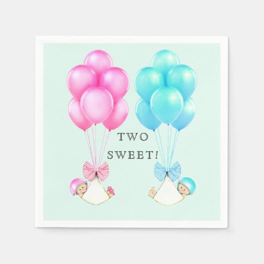 赤ちゃんシャワー双子 スタンダードカクテルナプキン (正面)