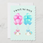 赤ちゃんシャワー双子 招待状 (正面)