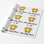 赤ちゃんシャワー名日付足ハート白黒金ゴールド ラッピングペーパー (アンロールド)