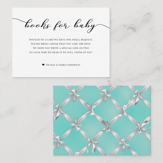 赤ちゃんシャワー囲い用ブックスターコイズホワイト 名刺 (正面/裏面)