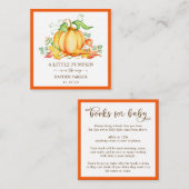 赤ちゃんシャワー囲い車のための小さなカボチャの本 エンクロージャーカード (正面/裏面)