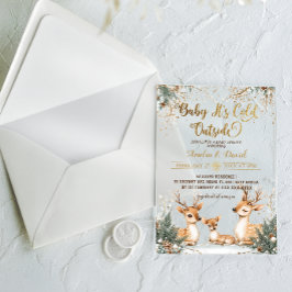 赤ちゃんシャワー外で鹿が冷たい アクリル招待状