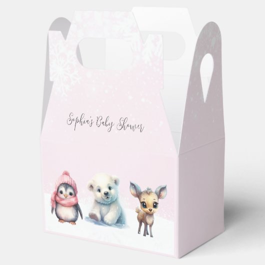 赤ちゃんシャワー外のピンクの冬の雪寒さ フェイバーボックス (オープン)