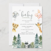 赤ちゃんシャワー外の冷たい森 招待状 (正面)