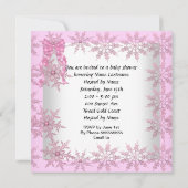 赤ちゃんシャワー女の子かわいらしピンクの雪片の靴 招待状 (裏面)