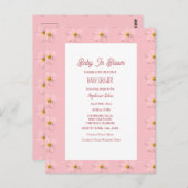 赤ちゃんシャワー女の子のベビー開花フローラルパターンピンク ポストカード (正面/裏面)