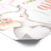 赤ちゃんシャワー女の子エレファントカードとギフトサイン ポスター (角)