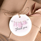 赤ちゃんシャワー女の子サンキューウォーターカラーピンクカスタム フェイバータグ