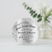 赤ちゃんシャワー女の子シルバーグレイ王室のフォトボーイニュー 招待状 (スタンド正面)