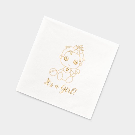 赤ちゃんシャワー女の子ジェンダーの公開 箔ナプキン (左)