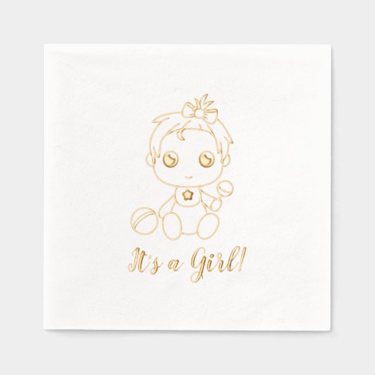 赤ちゃんシャワー女の子ジェンダーの公開 箔ナプキン (正面)