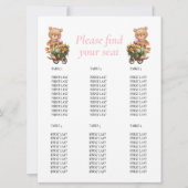 赤ちゃんシャワー女の子テディフローラ素朴グラフ 招待状 (正面)