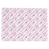 赤ちゃんシャワー女の子ピンクうさぎ ラージペーパーバッグ (裏面)