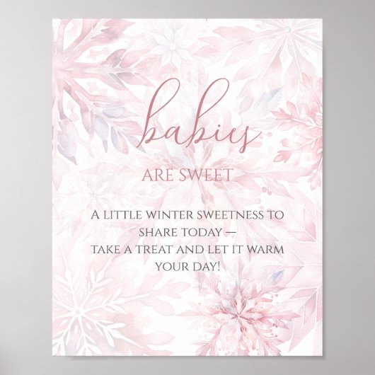 赤ちゃんシャワー女の子ピンクのスノーフレークベビーは甘い ポスター (正面)
