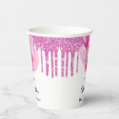 赤ちゃんシャワー女の子ピンクグリッターバルーン白 紙コップ (右)