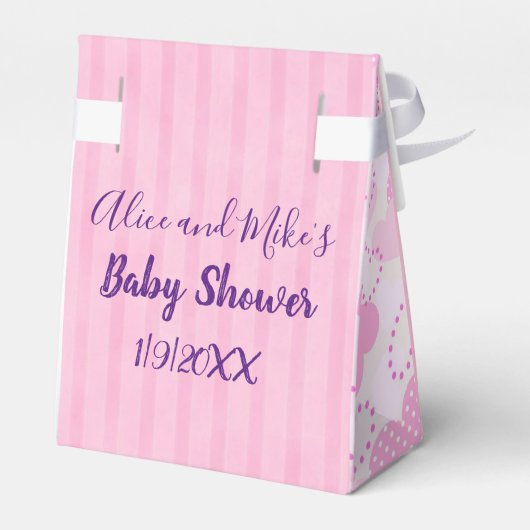 赤ちゃんシャワー女の子ピンクペンギン好意ボックス フェイバーボックス (裏面サイド)