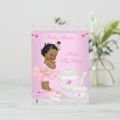 赤ちゃんシャワー女の子ピンク高茶パーティー民族 招待状 (スタンド正面)