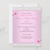 赤ちゃんシャワー女の子ピンク高茶パーティー民族 招待状 (裏面)