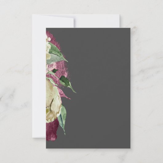 赤ちゃんシャワー女の子フォトグレーフローラフレーム 招待状 (裏面)