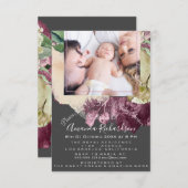 赤ちゃんシャワー女の子フォトグレーフローラフレーム 招待状 (正面/裏面)