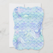 赤ちゃんシャワー女の子マーメイドウォーターカラーウェーブウッドアート 招待状 (裏面)