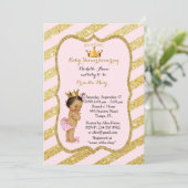 赤ちゃんシャワー女の子,ゴールデンストリップ,赤面ピンク金ゴールドv2 招待状 (スタンド正面)