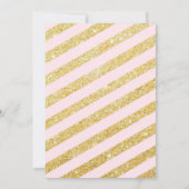 赤ちゃんシャワー女の子,ゴールデンストリップ,赤面ピンク金ゴールドv2 招待状 (裏面)