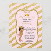 赤ちゃんシャワー女の子,ゴールデンストリップ,赤面ピンク金ゴールドv2 招待状 (正面/裏面)
