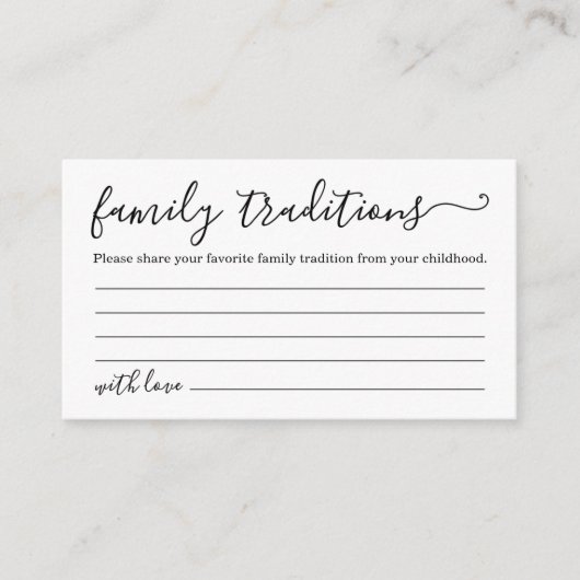 赤ちゃんシャワー家族の伝統カード エンクロージャーカード (正面)