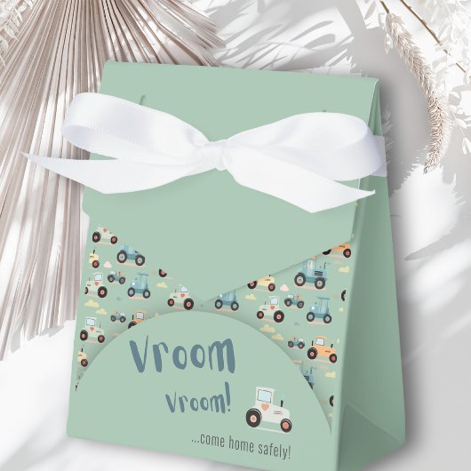 赤ちゃんシャワー小さなトラクターティール（緑がかった色）お願いボックス フェイバーボックス