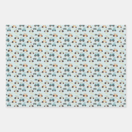 赤ちゃんシャワー小さなトラクターパターンギフト ラッピングペーパーシート