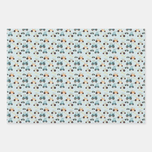 赤ちゃんシャワー小さなトラクターパターンギフト ラッピングペーパーシート (正面)