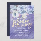 赤ちゃんシャワー小さな王子が途中にある 招待状 (正面/裏面)