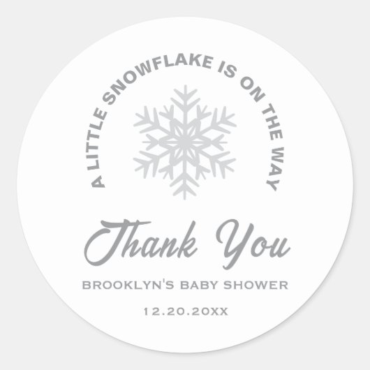 赤ちゃんシャワー小さな雪の結晶男女兼用冬 ラウンドシール (正面)