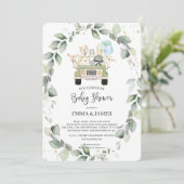 赤ちゃんシャワー少年によるシックな緑のウッドランドドライブ 招待状 (スタンド正面)