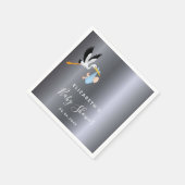 赤ちゃんシャワー少年シルバーブルーコウノトリ スタンダードカクテルナプキン (角)