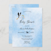 赤ちゃんシャワー少年ブルーストーク招待 ポストカード (正面/裏面)