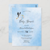 赤ちゃんシャワー少年ブルーストーク招待 ポストカード (正面/裏面)