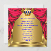 赤ちゃんシャワー少年リトルプリンスブルーレッド金ゴールド民族 招待状 (裏面)