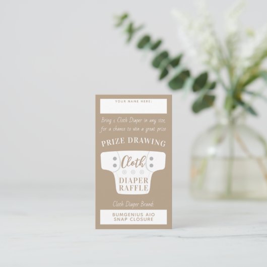 赤ちゃんシャワー布おむつラッフルチケットトゥーペタン エンクロージャーカード (スタンド正面)