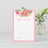 赤ちゃんシャワー希望シックな花ブーケピンク アドバイスカード (スタンド正面)
