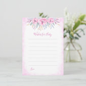 赤ちゃんシャワー希望ベビーピンクの花水色 アドバイスカード (スタンド正面)