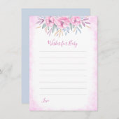 赤ちゃんシャワー希望ベビーピンクの花水色 アドバイスカード (正面/裏面)
