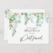 赤ちゃんシャワー延期された水の色のフローラ緑 案内ポストカード (正面/裏面)