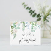 赤ちゃんシャワー延期された水の色のフローラ緑 案内ポストカード (スタンド正面)