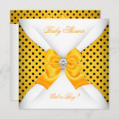 赤ちゃんシャワー性別が黒い黄色の白い斑点を明らかにする 招待状 (正面/裏面)