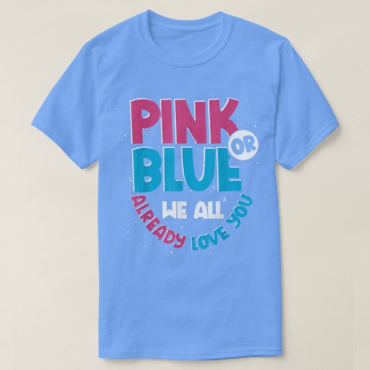 赤ちゃんシャワー性別パーティー未来の親を明らかにする世代 Tシャツ (デザイン正面)