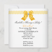 赤ちゃんシャワー性別リビールイエローホワイト 招待状 (裏面)