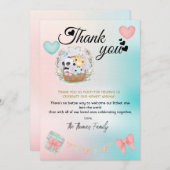 赤ちゃんシャワー性別リビールサンキューカード 招待状 (正面/裏面)