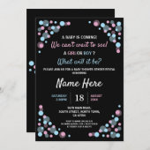 赤ちゃんシャワー性別リビールピンクブルードット招待状 招待状 (正面/裏面)